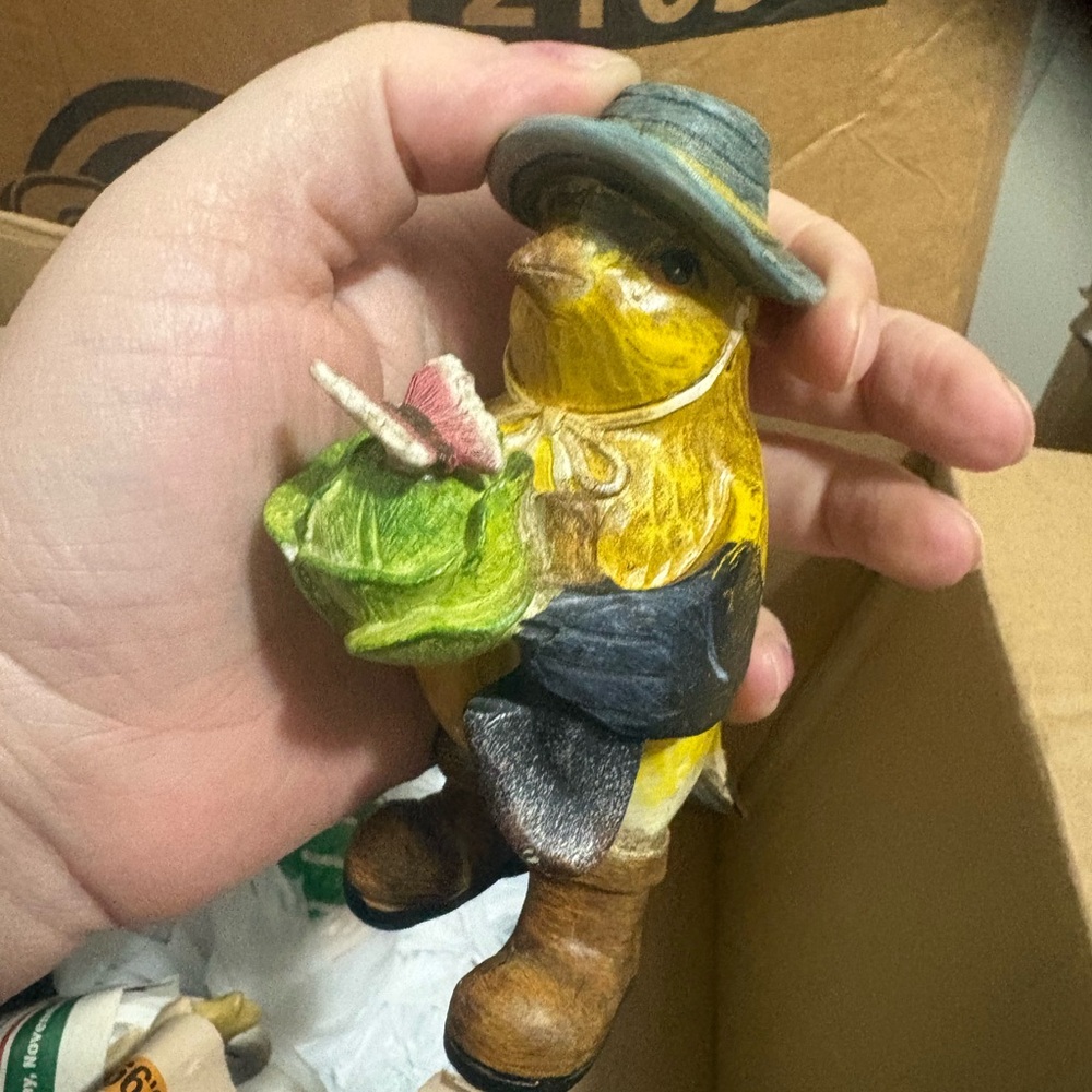 Charming Yellow Bird Figurine with Hat